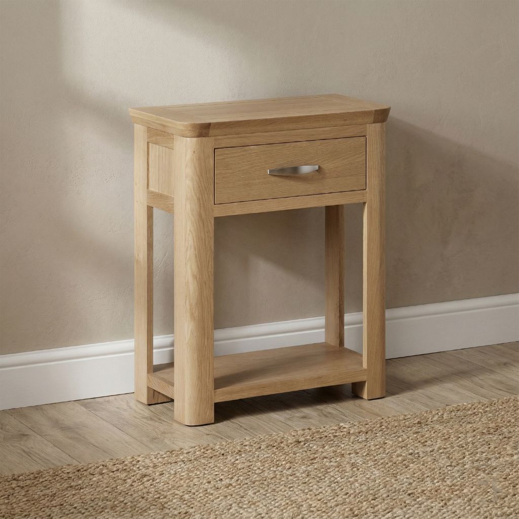 Small oak hall console with one drawer.