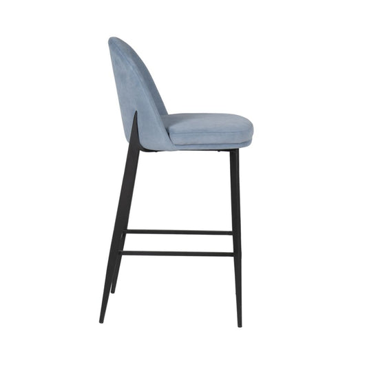 Valent Blue Fabric Bar Stool Side