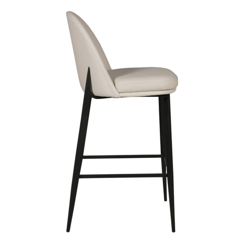 Valent Taupe Leather Bar Stool Side