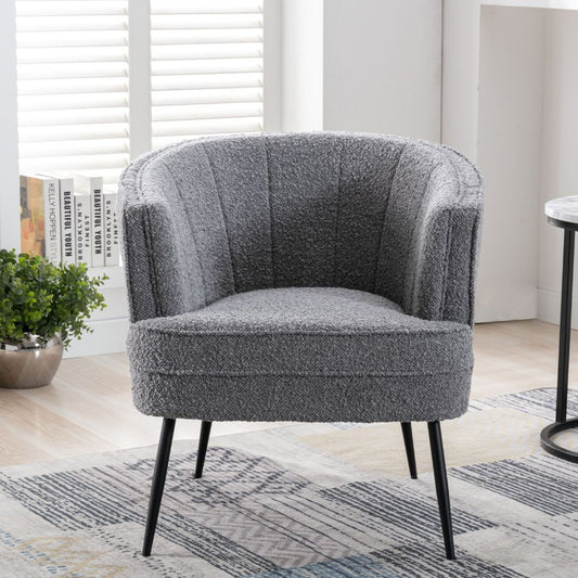 Wendy Grey Boucle Tub Chair Front