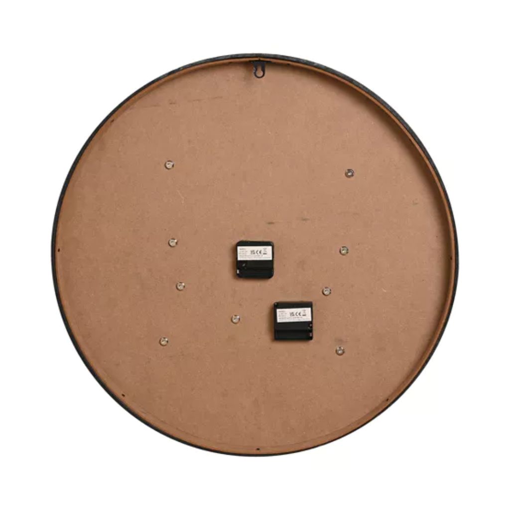 Round brown surface with two black rectangular components on a white background