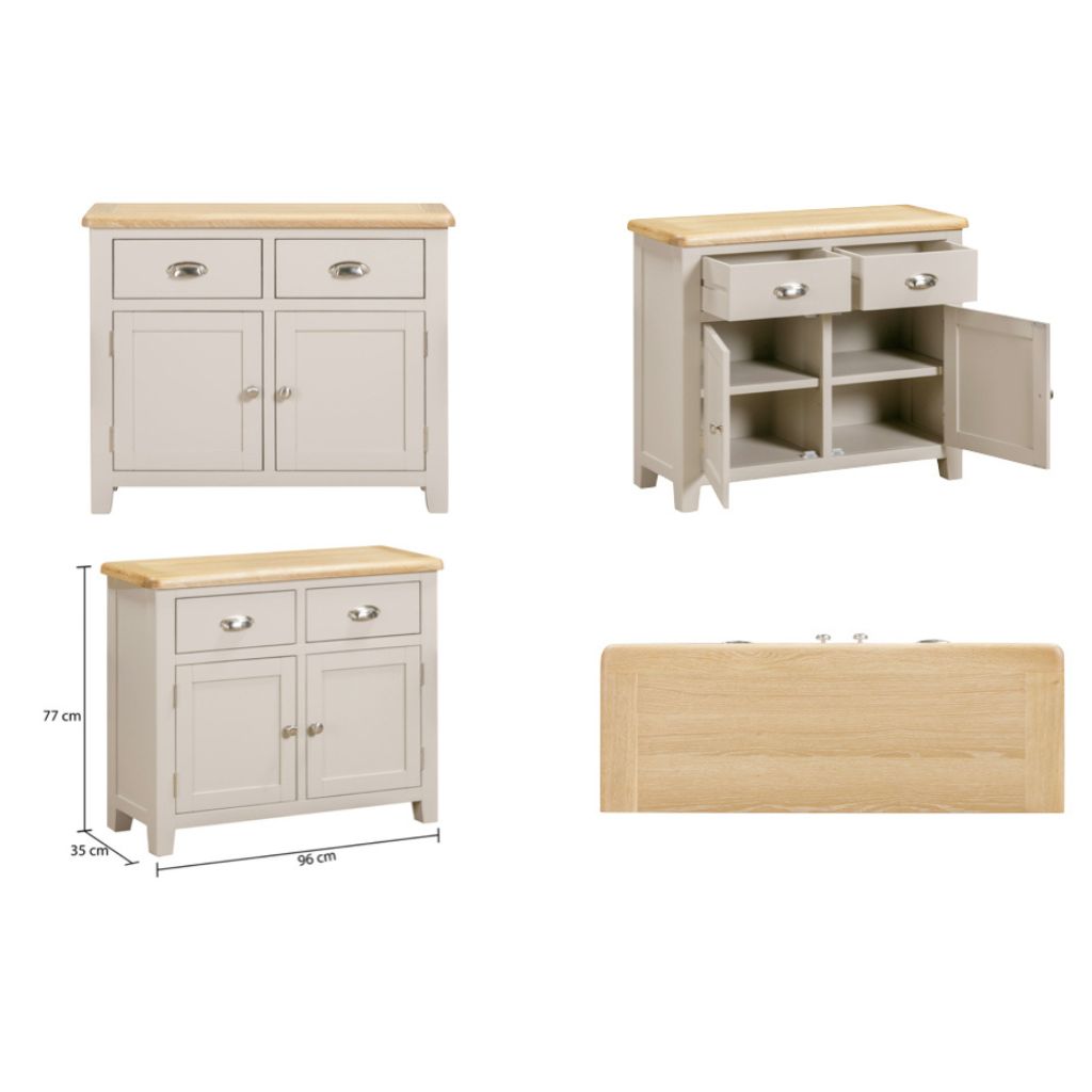 Grey sideboard with 2 doors and 2 drawers