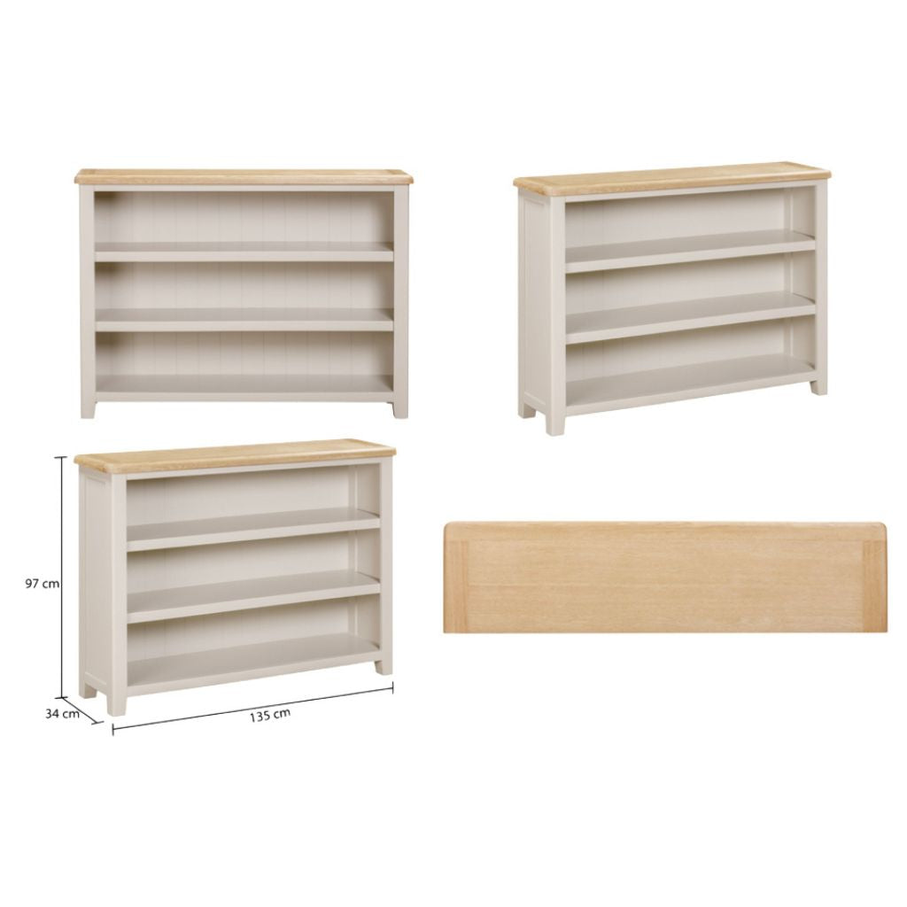 grey bookcase with 3 shelves