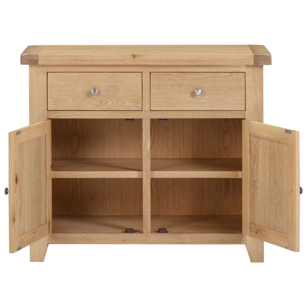 Windsor Natural Oak 2 Door 2 Drawer Sideboard Open