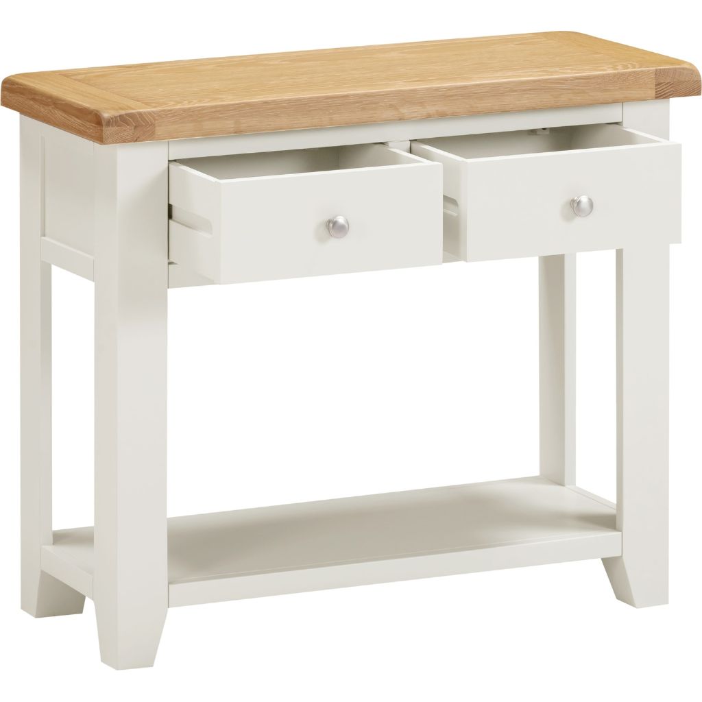Windsor Ivory 2 Drawer Console Table Drawers Open