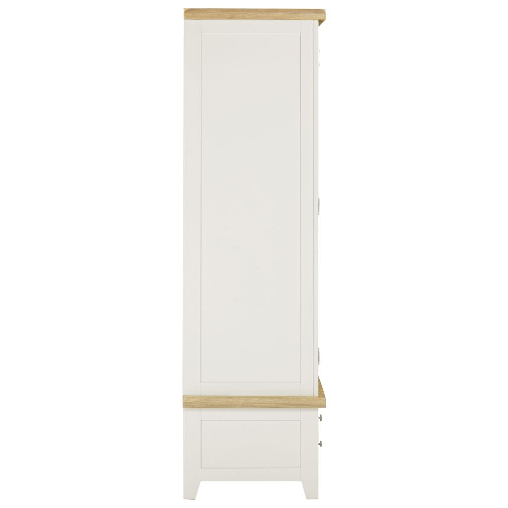 Ivory robe with wooden accents on a white background