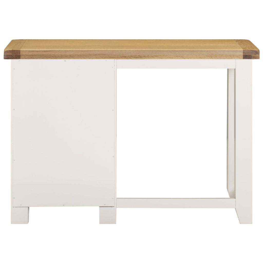 Ivory cabinet with a wooden top on a white background