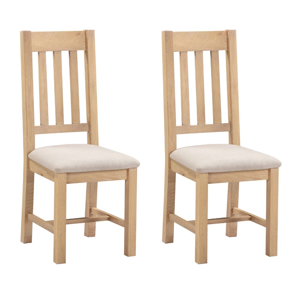 Pair of Windsor Natural Oak Slatted Dining Chairs