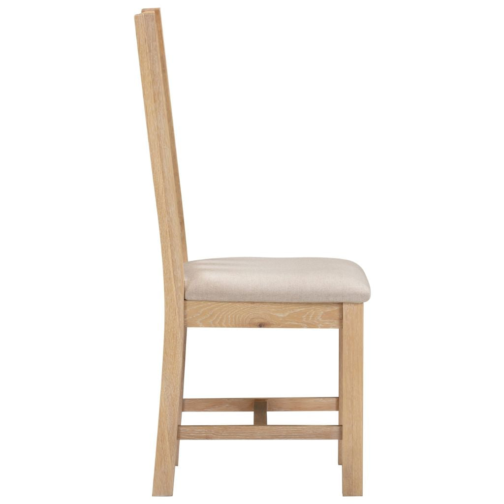 Pair of Windsor Natural Oak Slatted Dining Chairs Side