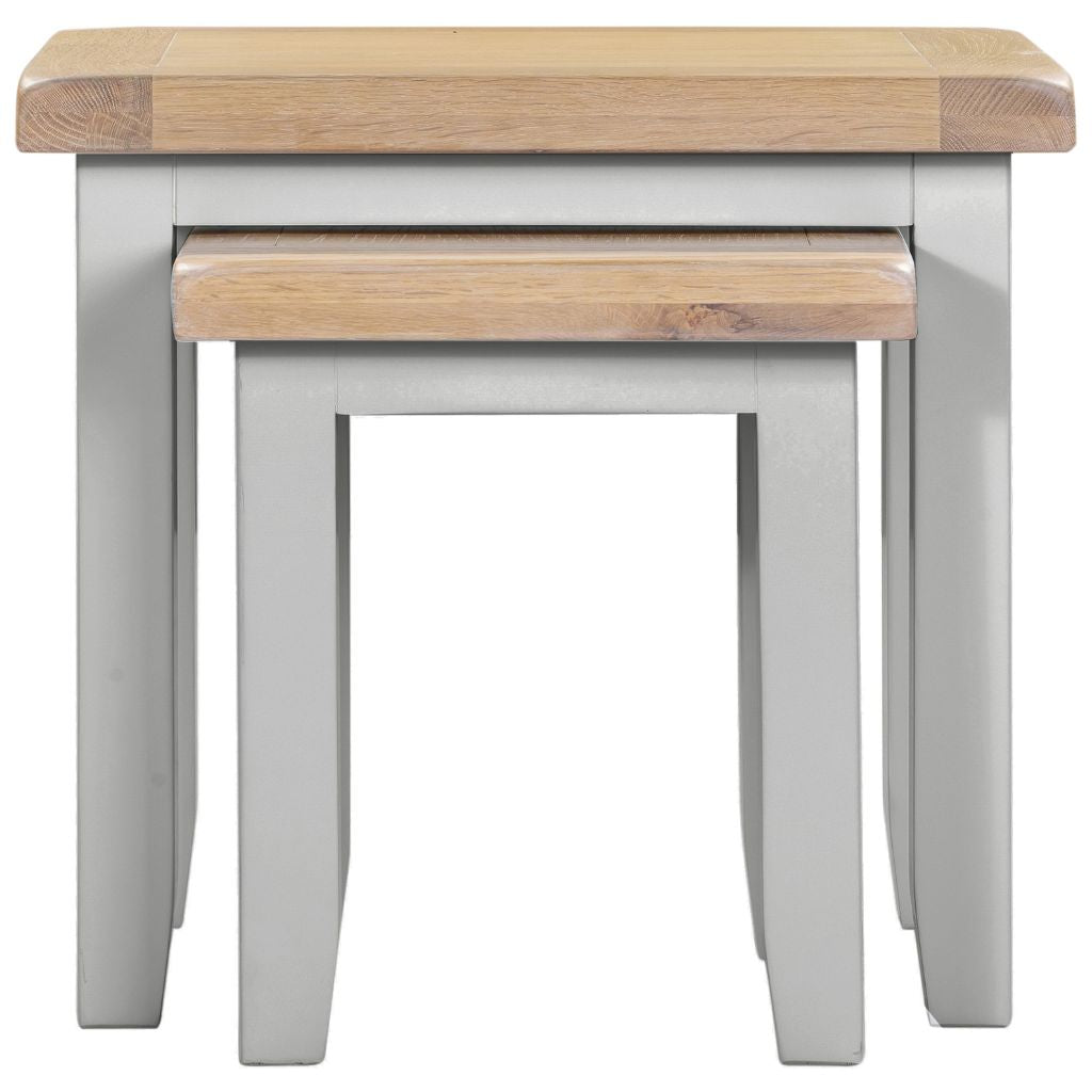 Windsor Pebble Grey Nest of 2 Tables Front
