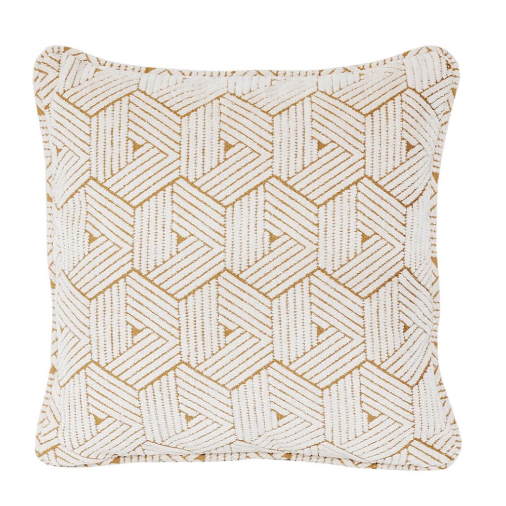 Decorative pillow with geometric pattern on a white background
