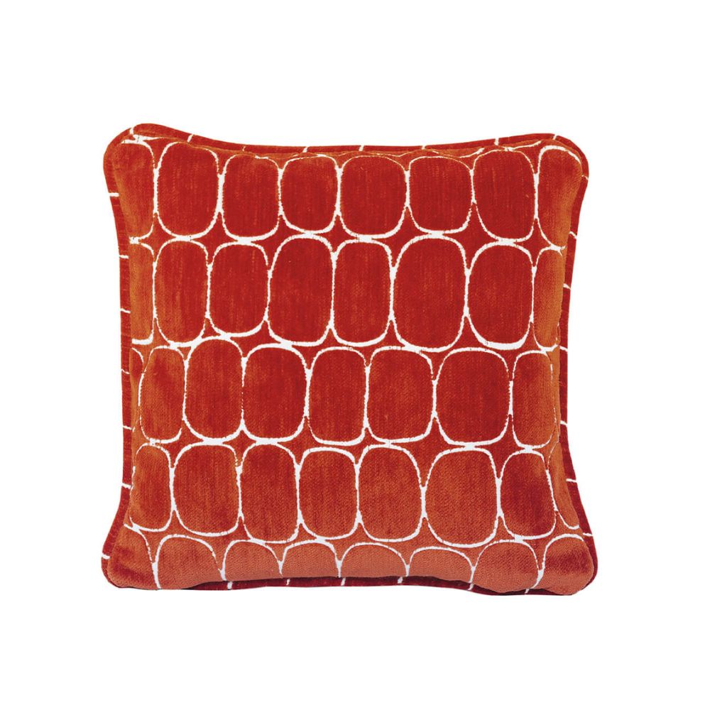 A stunning orange scatter cushion with modern geometric pattern