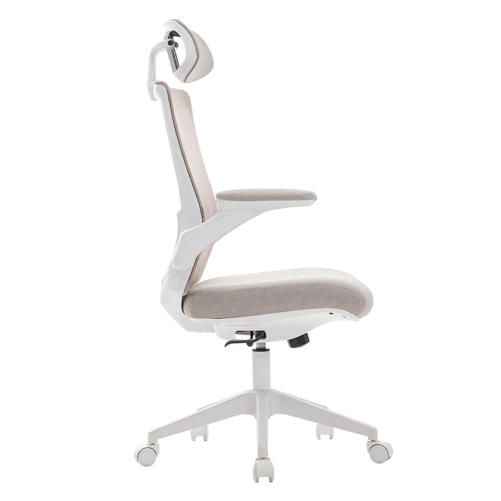 Beige office chair with beige seat and backrest on a white background