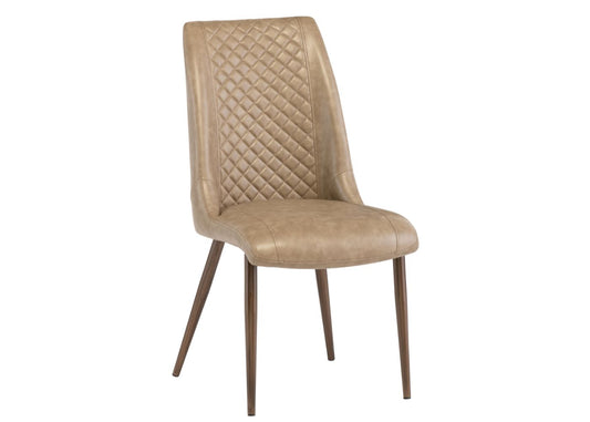 Quilted back design dining chair in taupe colour.