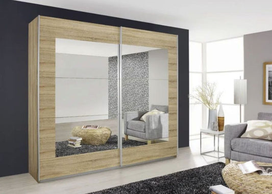 Alegro Sonoma Oak 2-Door Mirrored Sliding Wardrobe Range by Rauch