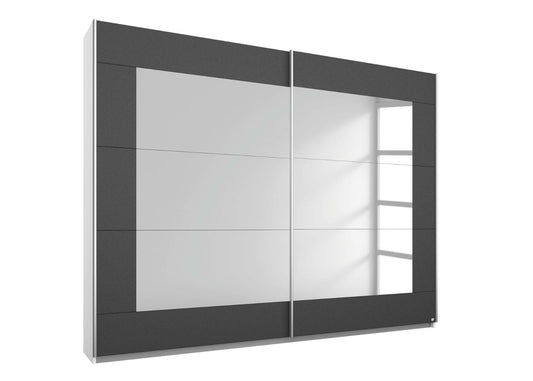 Alegro Metallic Grey 2-Door Mirrored Sliding Wardrobe Range by Rauch