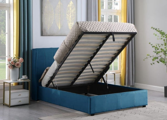 Amelia Plus 5ft (King) Ottoman Bedframe Blue by Wholesale Beds