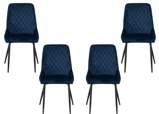 Set of 4 Sapphire Blue Velvet Avery Dining Chairs by Wholesale Beds & Furniture