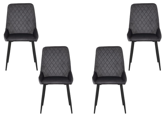 Set of 4 Grey Velvet Avery Dining Chairs by Wholesale Beds & Furniture