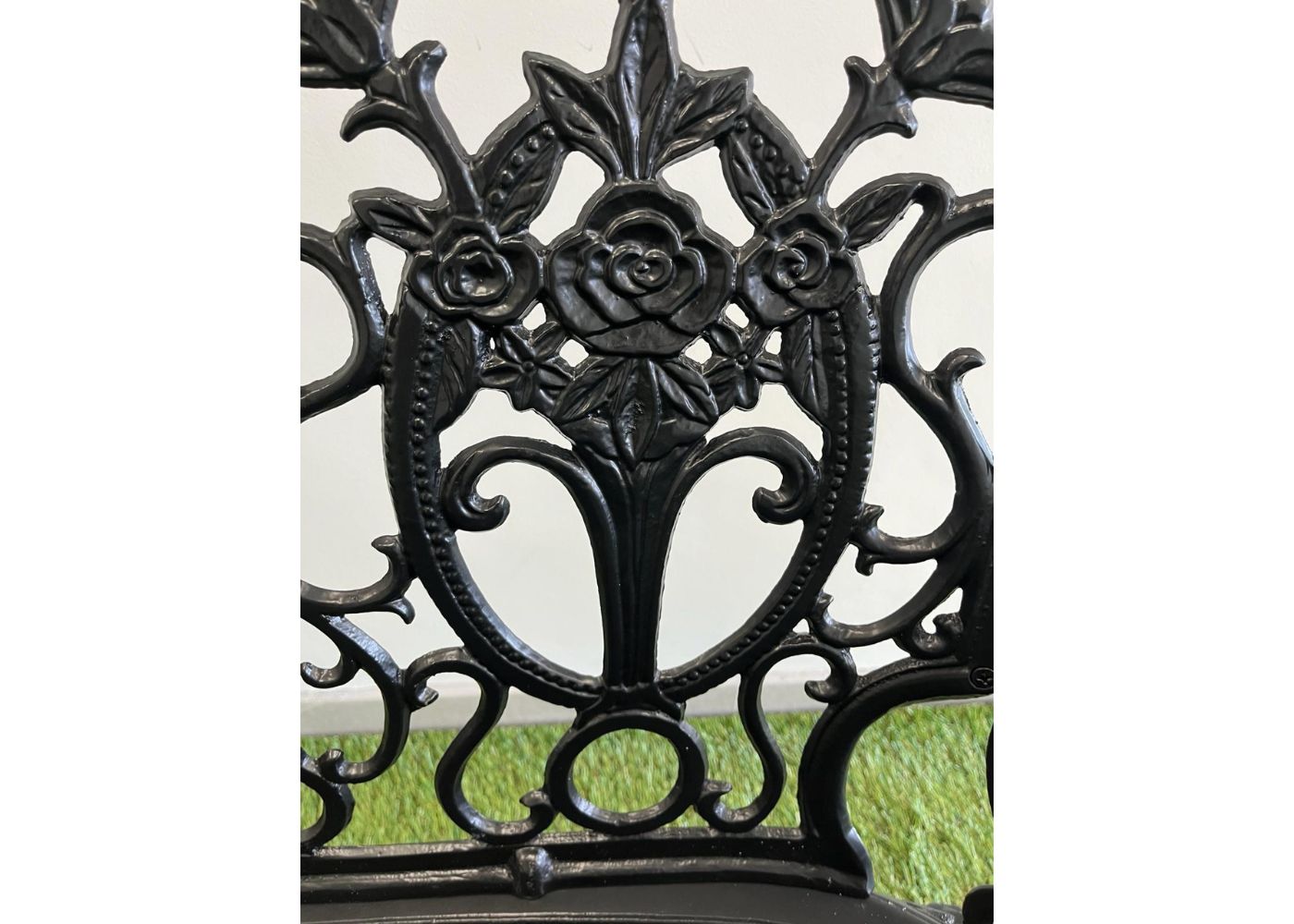 Rose Garden Black Love Bench Close