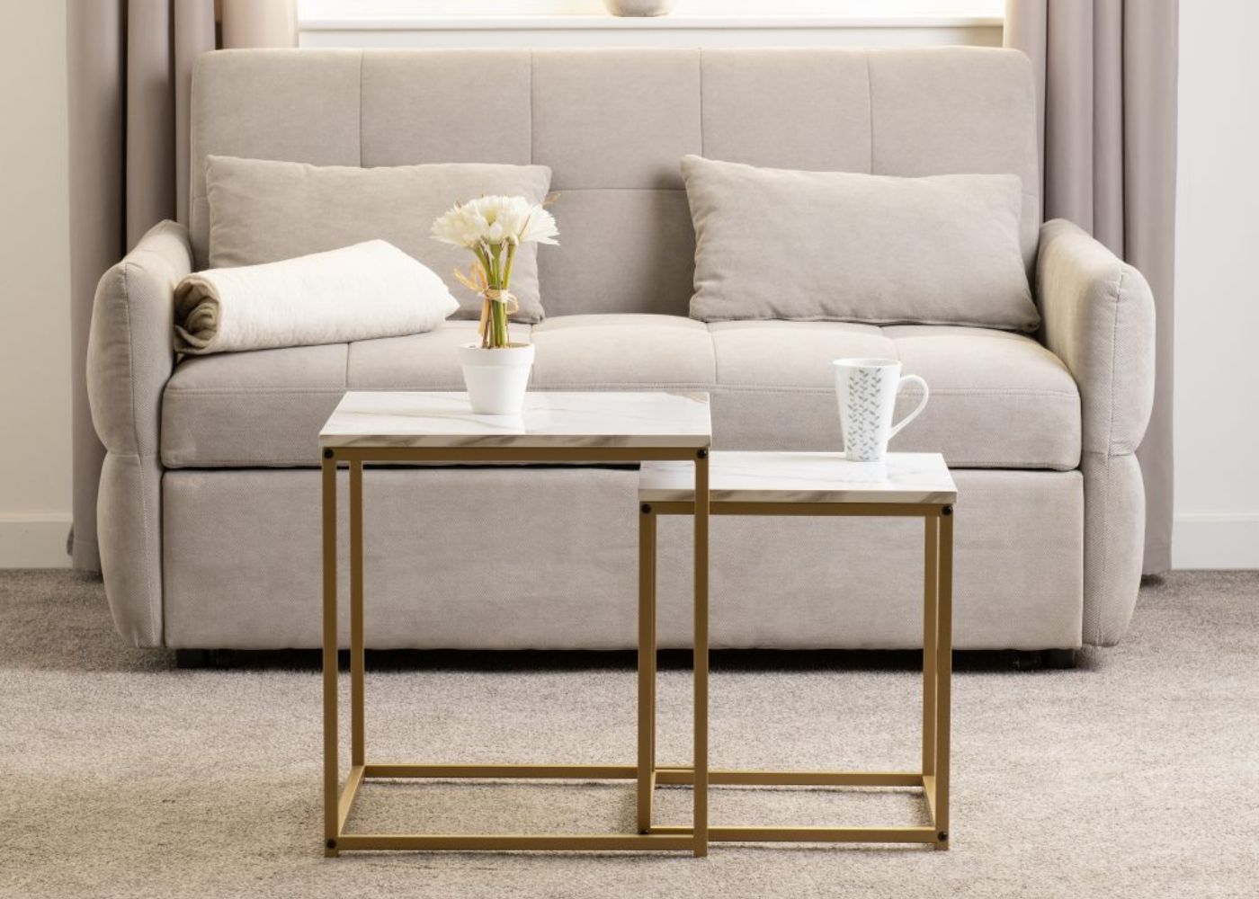 Dallas Nest of 2 Tables in Marble/Gold Effect by Wholesale Beds & Furniture Room Image