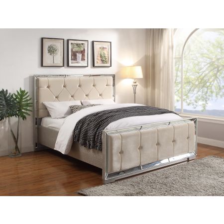 Sofia Mirrored Bedframe Range in Cream by Derrys