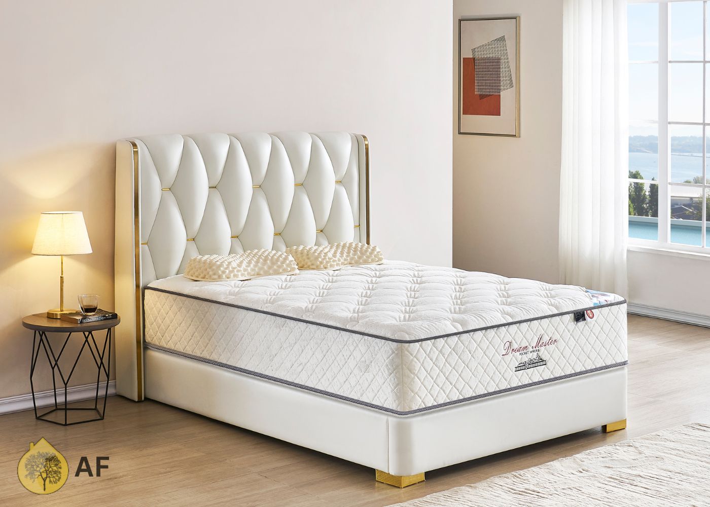 Dream Master white mattress with dual side usage.