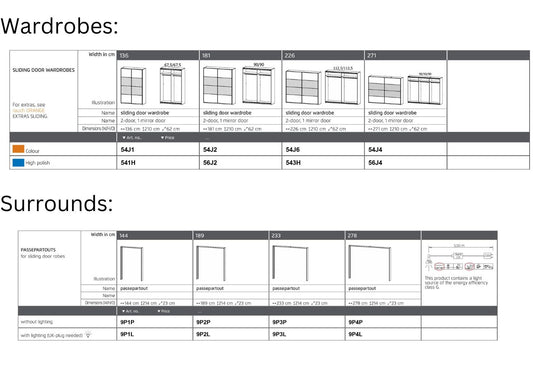 Ellesse 2-Door Half Mirrored Sliding Wardrobe Dimensions