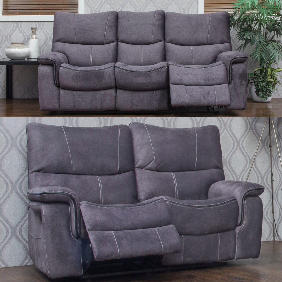 Emilio Dark Grey Reclining Sofa Range by Sofahouse 3+2 Room Image