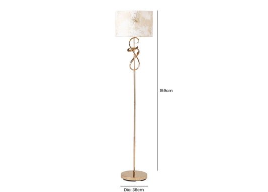 159cm Gold Swirl Floor Lamp with Gold Shade by CIMC Dimensions