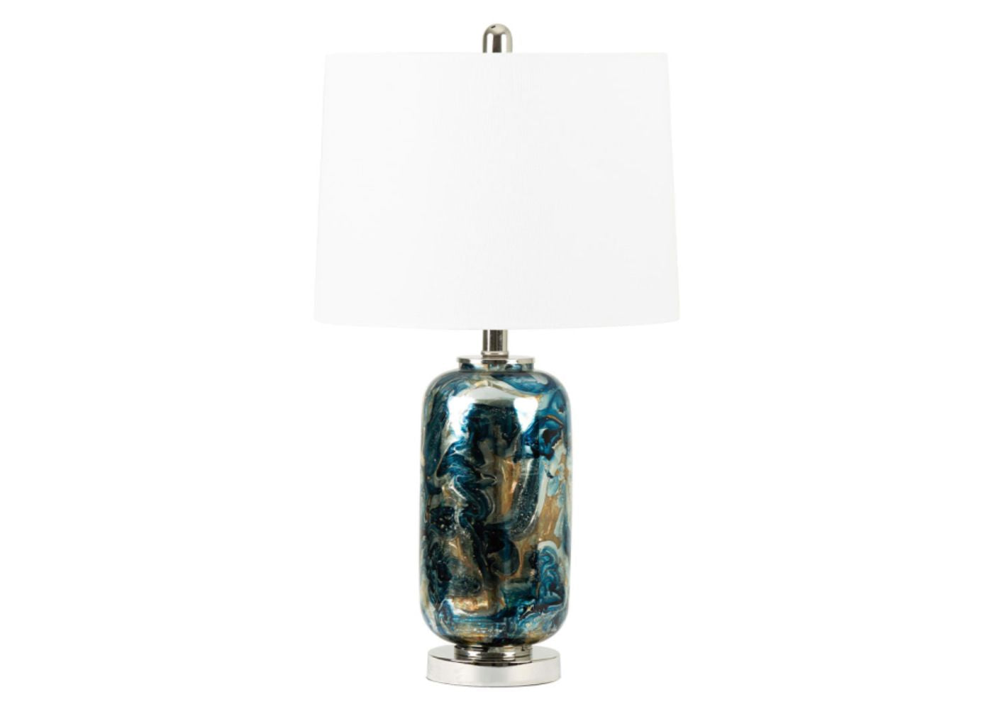 61.2cm Blue and Silver Table Lamp with White Shade by CIMC