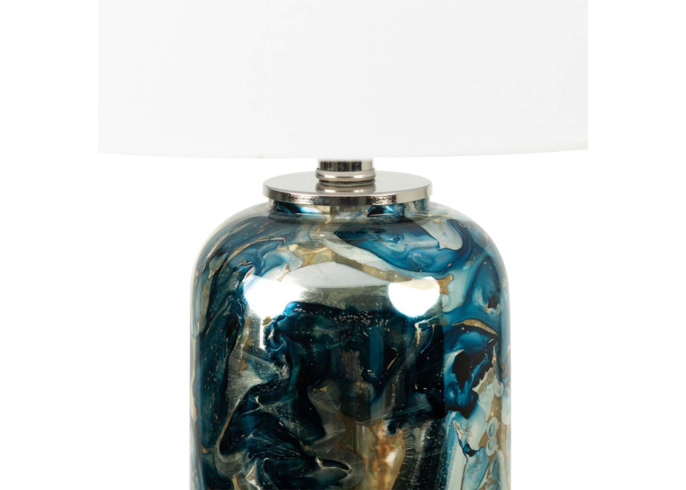 61.2cm Blue and Silver Table Lamp with White Shade by CIMC Top Base