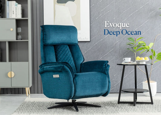 Evoque Deep Ocean Electric Reclining Swivel Chair by Annaghmore