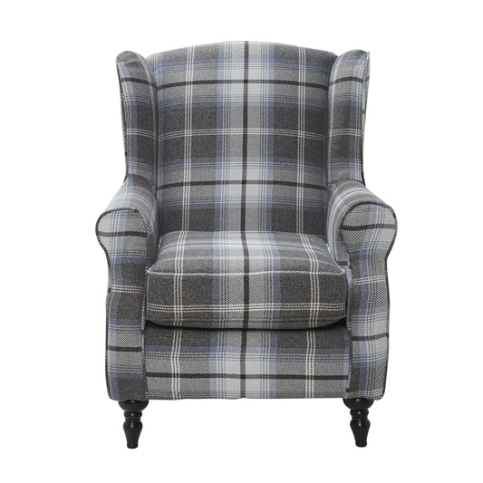 Lisburn Dustin Ash /Tartan Midnight Wing Back Chair by Red Rose