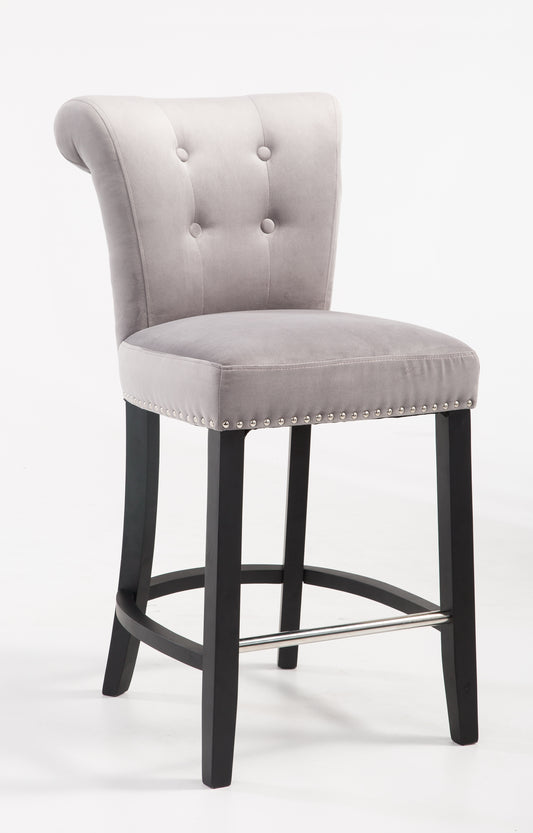 Grey Velvet Breakfast Bar Stool by Derrys