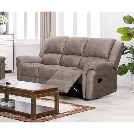 Gloucester Reclining 3 Seater Sofa in Taupe by Annaghmore (With Console)