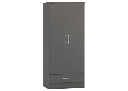 Nevada 3D Effect Grey 2-Door Wardrobe by Wholesale Beds & Furniture