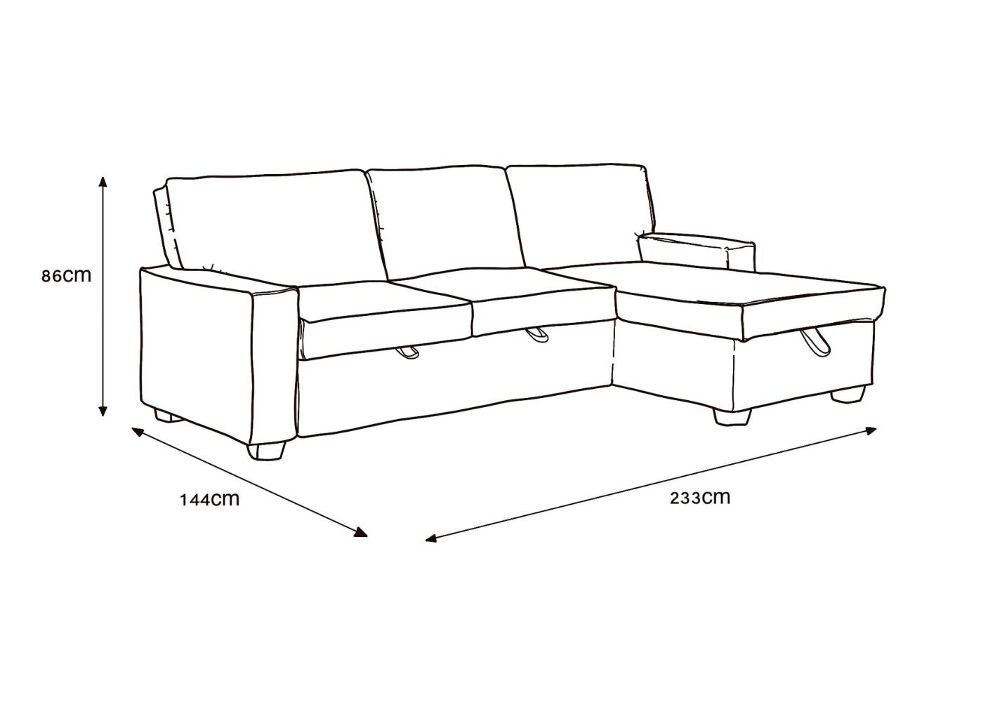 Havar RHF Corner Sofa Bed by Derrys Dimensions