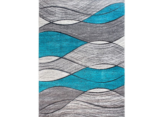 Impulse Waves Grey, Black & Teal Rug Range by Floor Trends