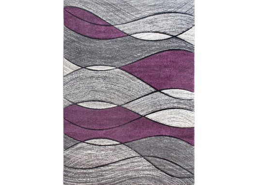 Impulse Waves Grey, Black & Purple Rug Range by Floor Trends