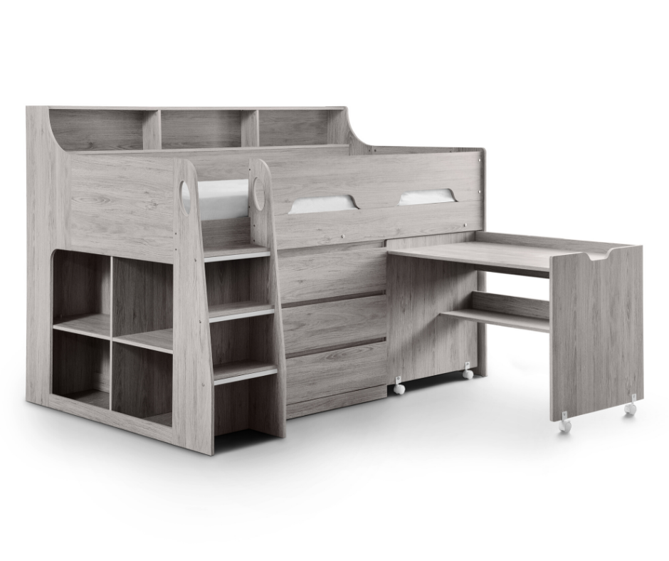 Jupiter Grey Oak Mid-Sleeper by Julian Bowen Pull Out Desk