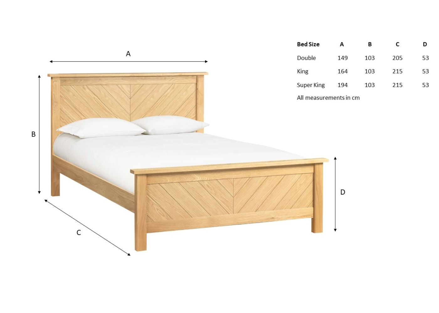 Kenji Oak Bedframe Range by Limelight Dimensions