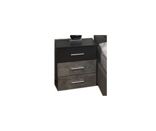 Korbach Stone & Metallic Grey - 3-Drawer Bedside Table