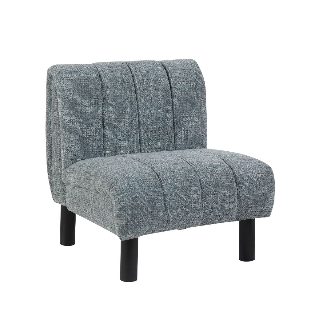 sophisticated and elegant lounge chair with contemporary vertical stitching and beautiful solid wood legs 