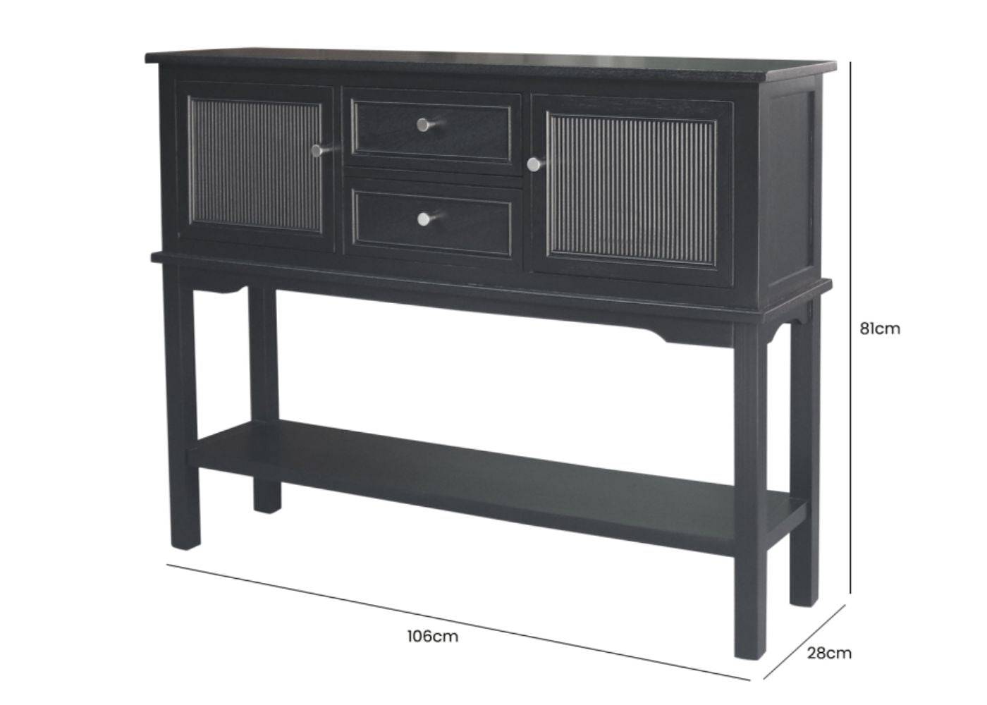 Lindon Black 2-Door 2-Drawer Sideboard by CIMC Dimensions