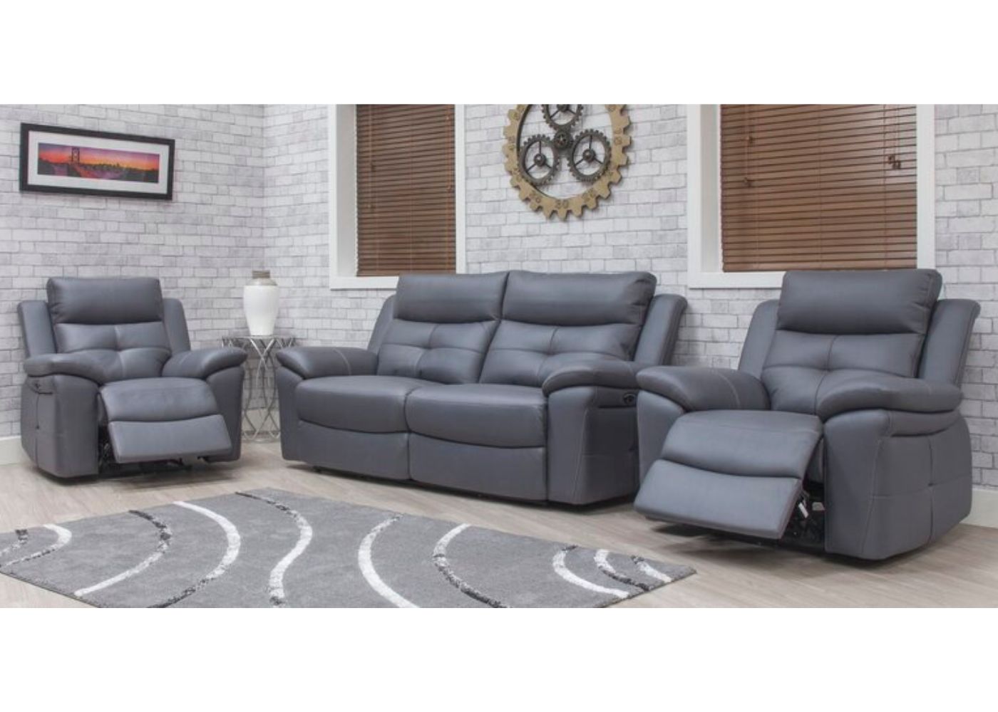 Lugano Electric Reclining Sofa Range in Dolphin Grey by SofaHouse 3+1+1