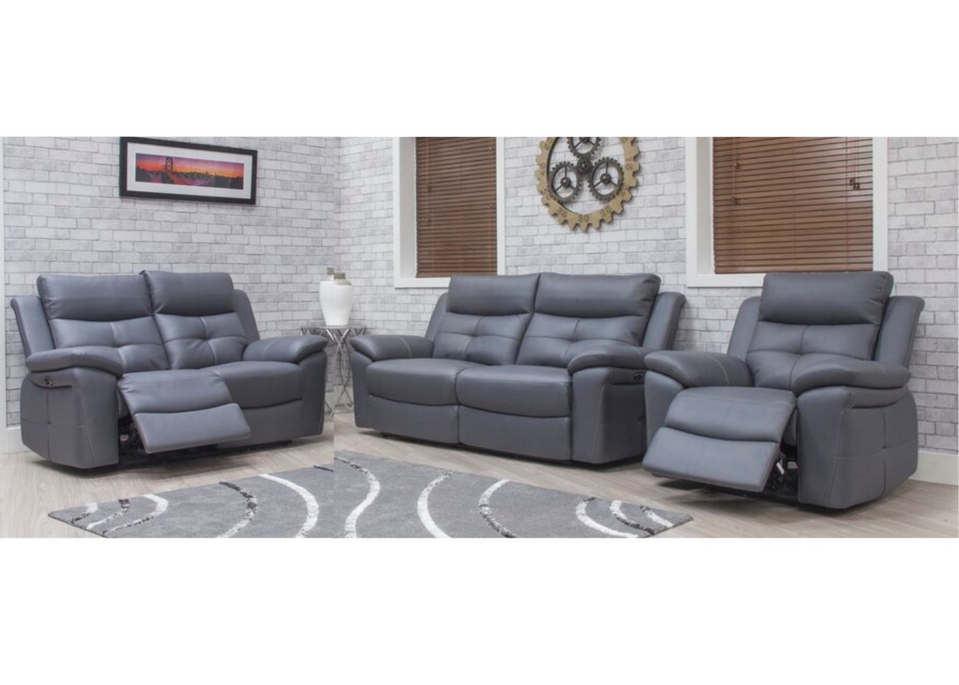 Lugano Electric Reclining Sofa Range in Dolphin Grey by SofaHouse 3+2+1