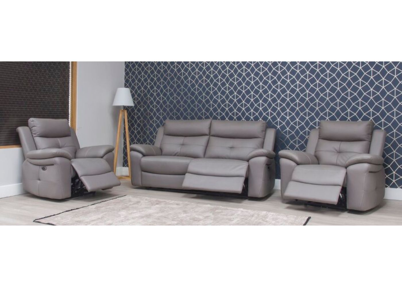 Lugano Electric Reclining Sofa Range in Storm Grey by SofaHouse 3+1+1