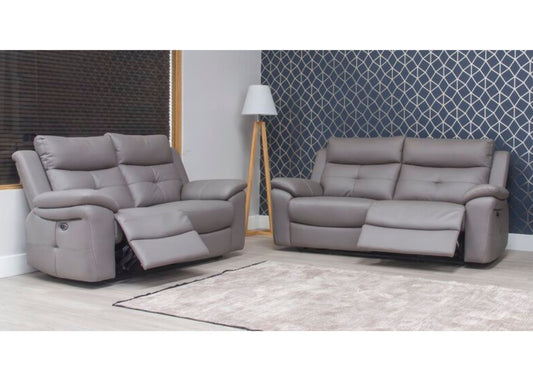 Lugano Electric Reclining Sofa Range in Storm Grey by SofaHouse 3+2