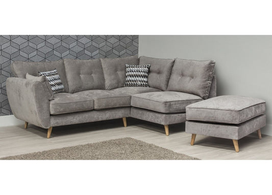 Marlo Grey LHF Corner Sofa by SofaHouse Footstool